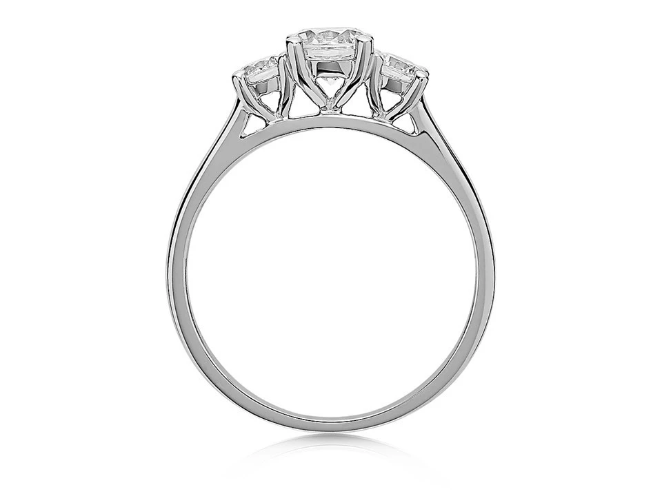 9ct White Gold Cubic Zirconia Trilogy Ring - R6534 3 9ct White Gold Cubic Zirconia Trilogy Ring - R6534 - Image 3