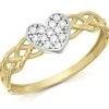 9ct Gold Two Colour Cubic Zirconia Heart Plait Ring - R6537