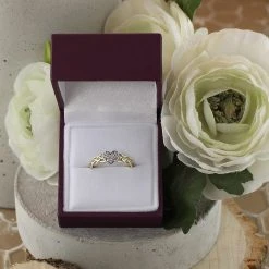 9ct Gold Two Colour Cubic Zirconia Heart Plait Ring - R6537 -Fhinds Shop R6537 L 4