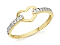 9ct Gold Two Colour Cubic Zirconia Heart Ring - R6538