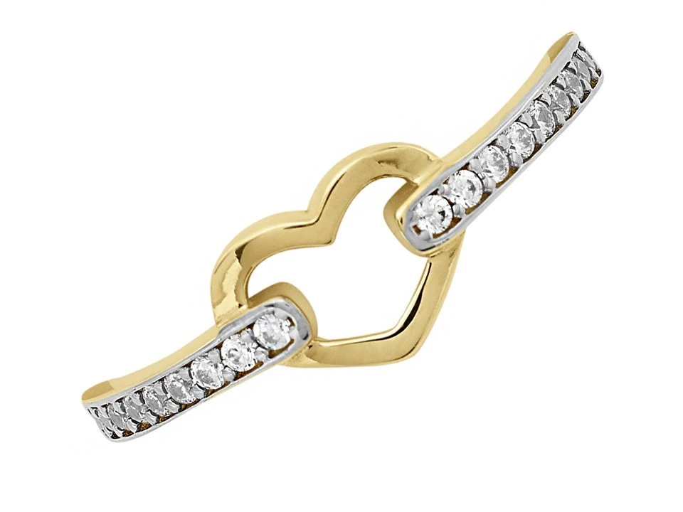 9ct Gold Two Colour Cubic Zirconia Heart Ring - R6538 2 9ct Gold Two Colour Cubic Zirconia Heart Ring - R6538 - Image 2