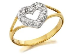 9ct Gold Two Colour Child's Cubic Zirconia Heart Ring - R6540