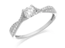 9ct White Gold Cubic Zirconia Crossover Ring - R6550