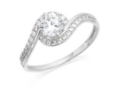 9ct White Gold Cubic Zirconia Wave Ring - R6555