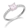 9ct White Gold Pink Princess Cut Cubic Zirconia Ring - R6556
