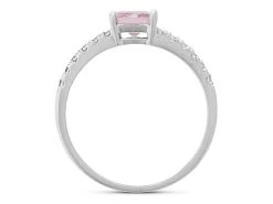 9ct White Gold Pink Princess Cut Cubic Zirconia Ring - R6556 -Fhinds Shop R6556 L 3
