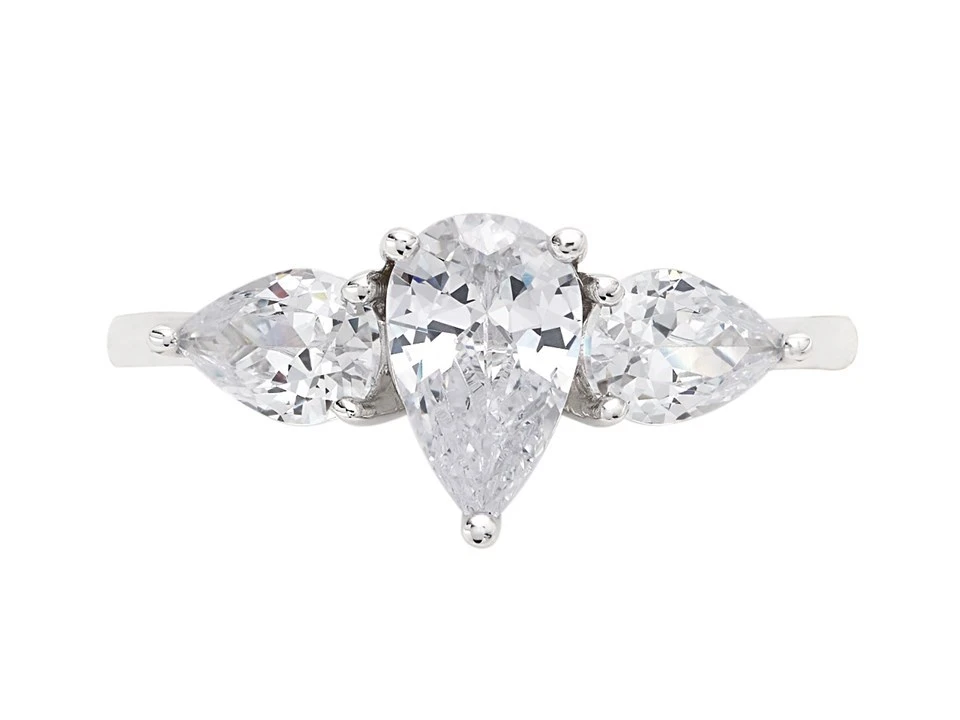 9ct White Gold Cubic Zirconia Trilogy Ring - R6559 2 9ct White Gold Cubic Zirconia Trilogy Ring - R6559 - Image 2