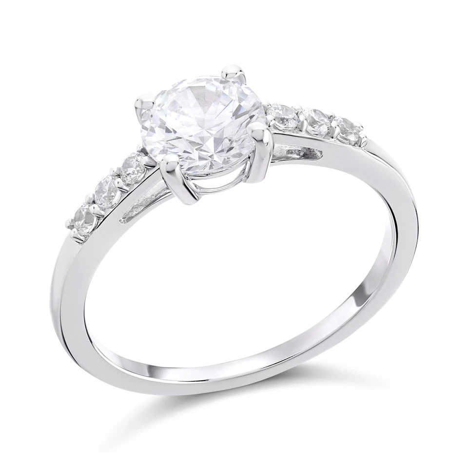 9ct White Gold Cubic Zirconia Ring - R6567 1 9ct White Gold Cubic Zirconia Ring - R6567
