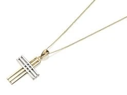 9ct Gold Two Colour Cross And Chain - R6606