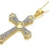 9ct Gold Two Colour Filigree Cross And Chain - R6610
