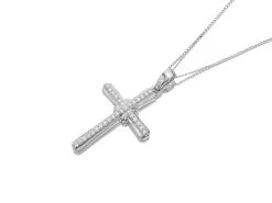 9ct White Gold Diamond Cross And Chain - 8pts - EXCLUSIVE - R6623