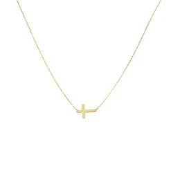 9ct Gold Resting Cross And Chain - R6811
