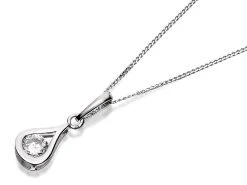9ct White Gold Cubic Zirconia Pear Drop Necklace - R6916
