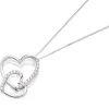 9ct White Gold Cubic Zirconia Double Heart Necklace - EXCLUSIVE - R6963