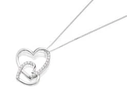 9ct White Gold Cubic Zirconia Double Heart Necklace - EXCLUSIVE - R6963