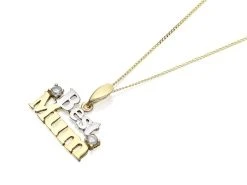 9ct Gold Two Colour Cubic Zirconia Best Mum Necklace - R6965