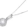 9ct White Gold Cubic Zirconia Halo Necklace - R6966