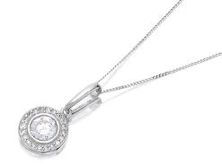 9ct White Gold Cubic Zirconia Halo Necklace - R6966