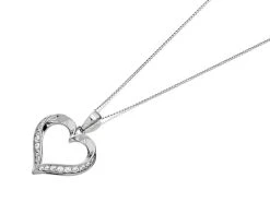 9ct White Gold Cubic Zirconia Heart Necklace - R6970