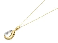 9ct Gold Two Colour Cubic Zirconia Teardrop Necklace - R6973