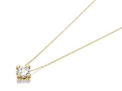 9ct Gold Cubic Zirconia Solitaire Necklace - R6974