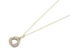 9ct Three Colour Gold Cubic Zirconia Knot Necklace - R6975