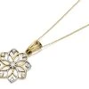 9ct Gold Two Colour Cubic Zirconia Flower Necklace - R6976