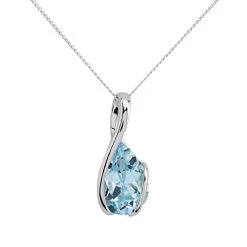 9ct White Gold Blue Topaz Teardrop Necklace - R7050