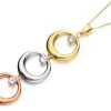9ct Three Colour Gold Cubic Zirconia Circle Necklace - R7080