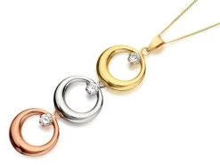 9ct Three Colour Gold Cubic Zirconia Circle Necklace - R7080