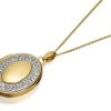 9ct Gold Two Colour Crystal Oval Locket And Chain - R7212