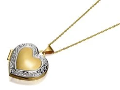 9ct Gold Two Colour Heart Locket And Chain - R7224