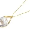 9ct Gold Two Colour Freshwater Pearl And Diamond Necklace - R7703