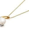 9ct Gold Two Colour Freshwater Pearl And Diamond Curl Necklace - R7716