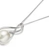 9ct White Gold Enfolded Freshwater Cultured Pearl Pendant And Chain - R7738