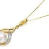 9ct Gold Two Colour Freshwater Cultured Pearl Diamond Necklace - R7745