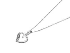 9ct White Gold Diamond Heart Necklace - R8149