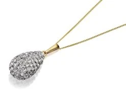 9ct Gold Crystal Teardrop Necklace - R8263