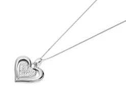9ct White Gold And Crystal Double Heart Necklace - R8281