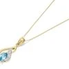 9ct Gold Two Colour Diamond And Blue Topaz Necklace - R8295