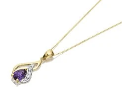 9ct Gold Two Colour Diamond And Amethyst Necklace - R8296