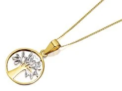 9ct Gold Two Colour F.Hinds Tree Of Life Necklace - R8721