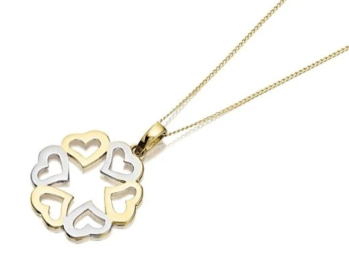 9ct Gold Two Colour Hearts Necklace - R8746 -Fhinds Shop R8746 L 1