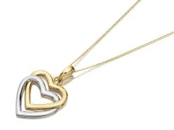 9ct Gold Two Colour Double Heart Necklace - R8747