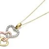 9ct Gold Three Colour Cubic Zirconia Heart Necklace - R8748