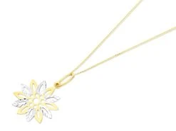 9ct Gold Two Colour Flower Necklace - R8763