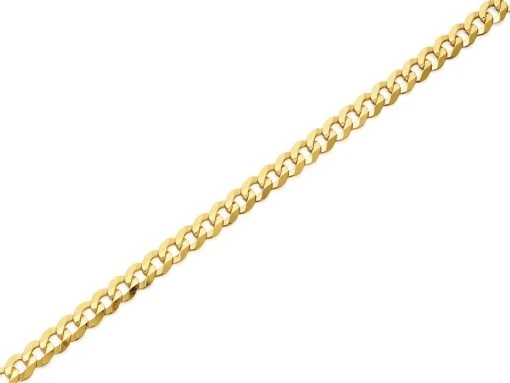 9ct Gold 3.5mm Wide Diamond Cut Solid Curb Chain - 20in - R9087 -Fhinds Shop R9087 L 1