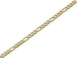 9ct Gold 3mm Wide Hollow Figaro Chain - 18in - R9105