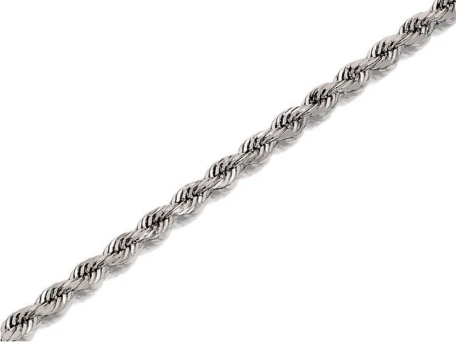 9ct White Gold 2mm Wide Hollow Rope Chain - 20in - R9209 1 9ct White Gold 2mm Wide Hollow Rope Chain - 20in - R9209