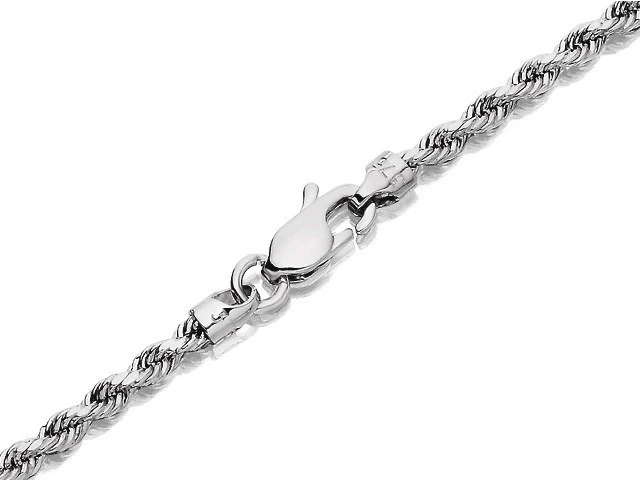 9ct White Gold 2mm Wide Hollow Rope Chain - 20in - R9209 2 9ct White Gold 2mm Wide Hollow Rope Chain - 20in - R9209 - Image 2
